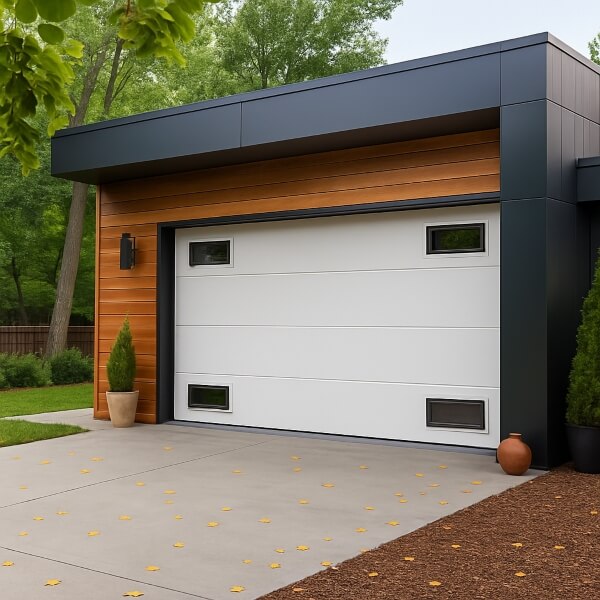 Freshly repaired modern sectional garage door showcasing quality garage door repair work by Garage Door Guys Sydney