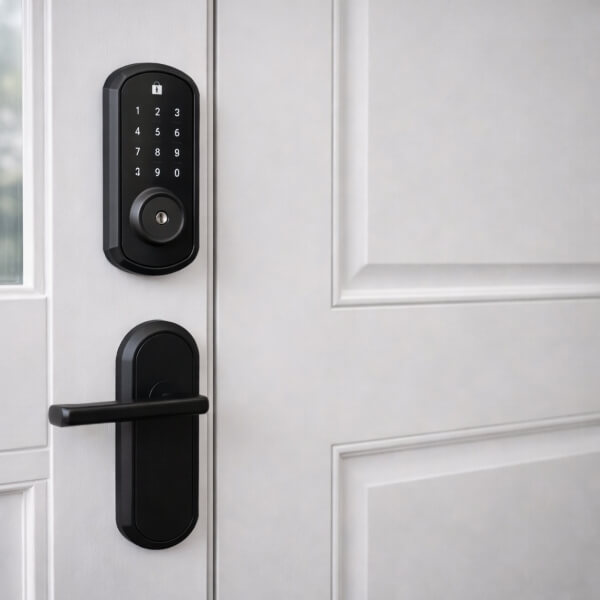 Smart door lock installed on front door in Sydney by Home Security Guys